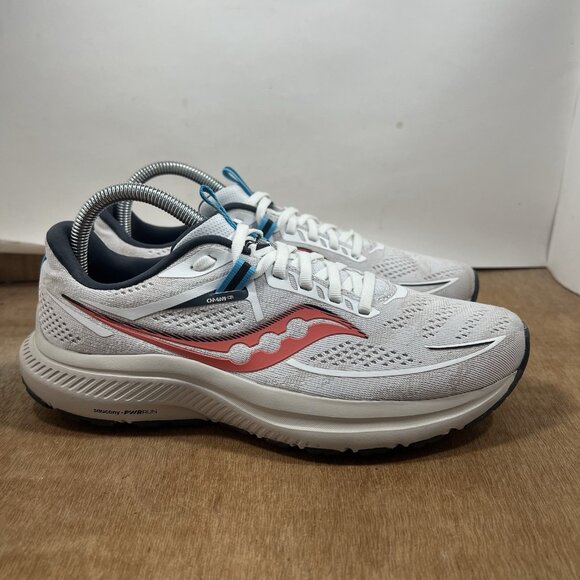 Saucony Omni 21 Women Size 8.5 Running Shoes White Blue Red S10762-31 - Picture 1 of 9